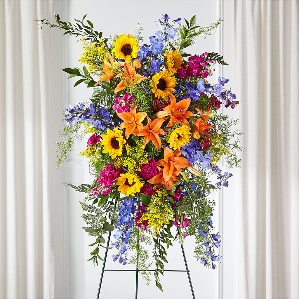 Sunlit Memories Standing Spray (Standard) – Newell Flower Shop Ltd., Kamloops BC