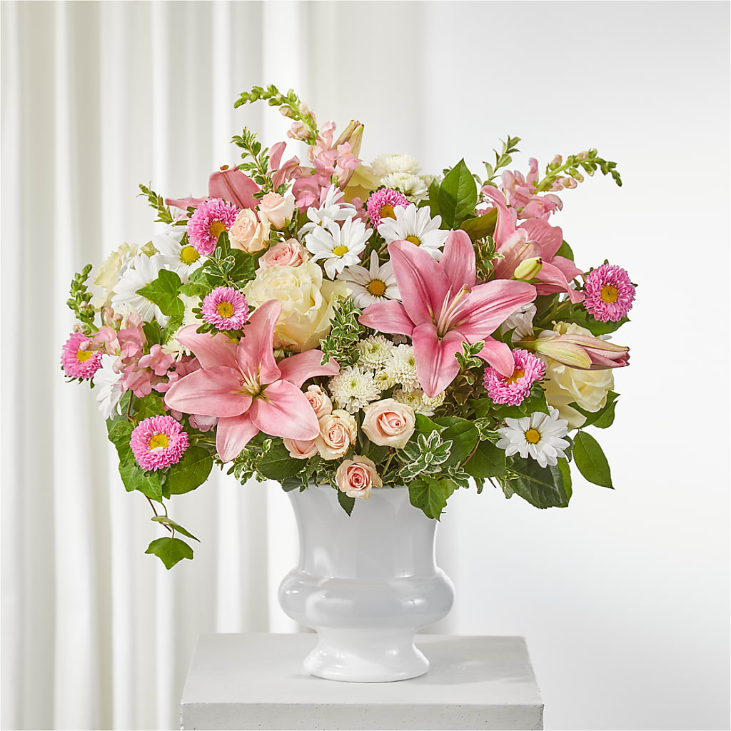Empathetic Blooms Urn Arrangement – Newell Flower Shop Ltd., Kamloops BC