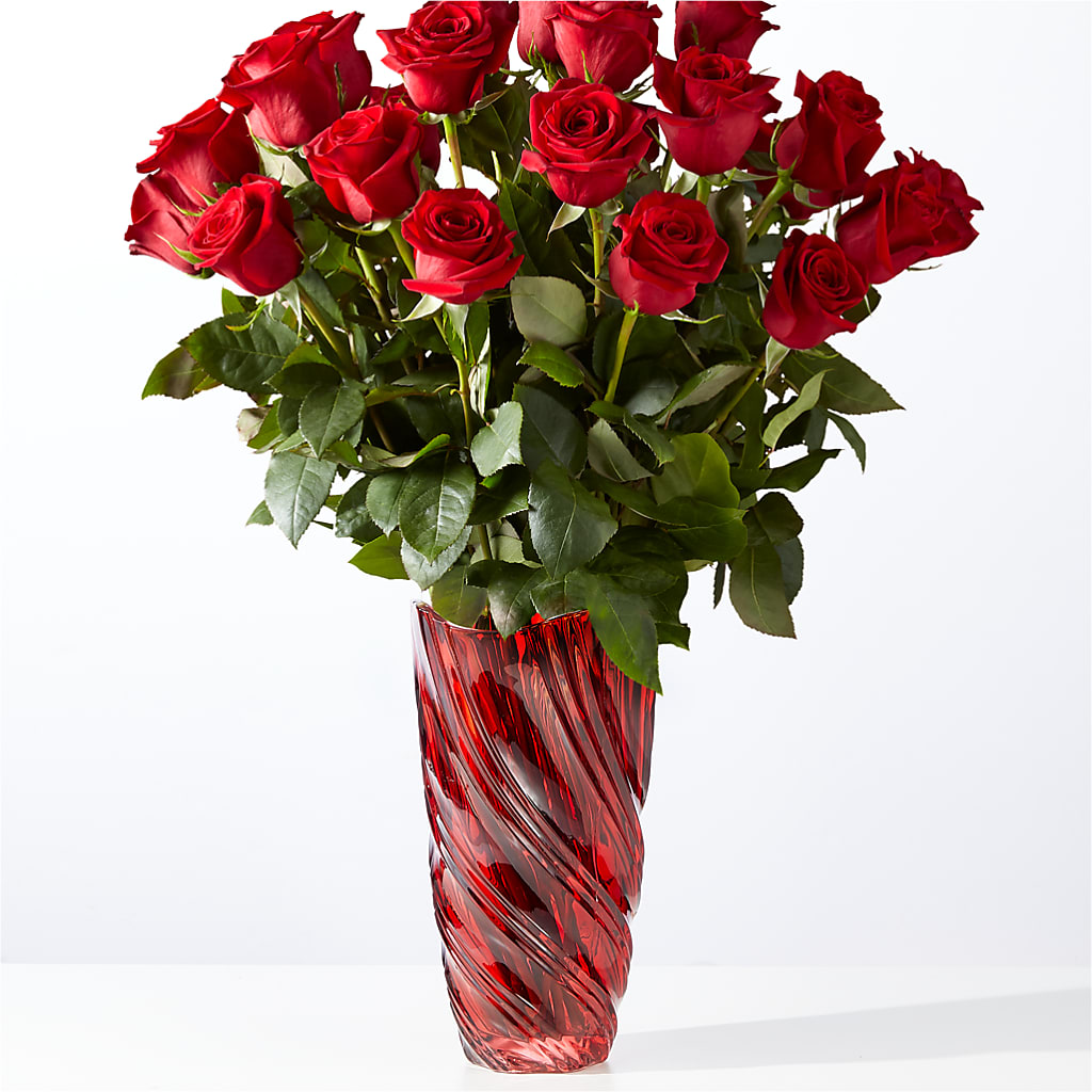 Classic Love Red Rose Bouquet with Luxe Swirl Vase – Newell Flower Shop Ltd., Kamloops BC