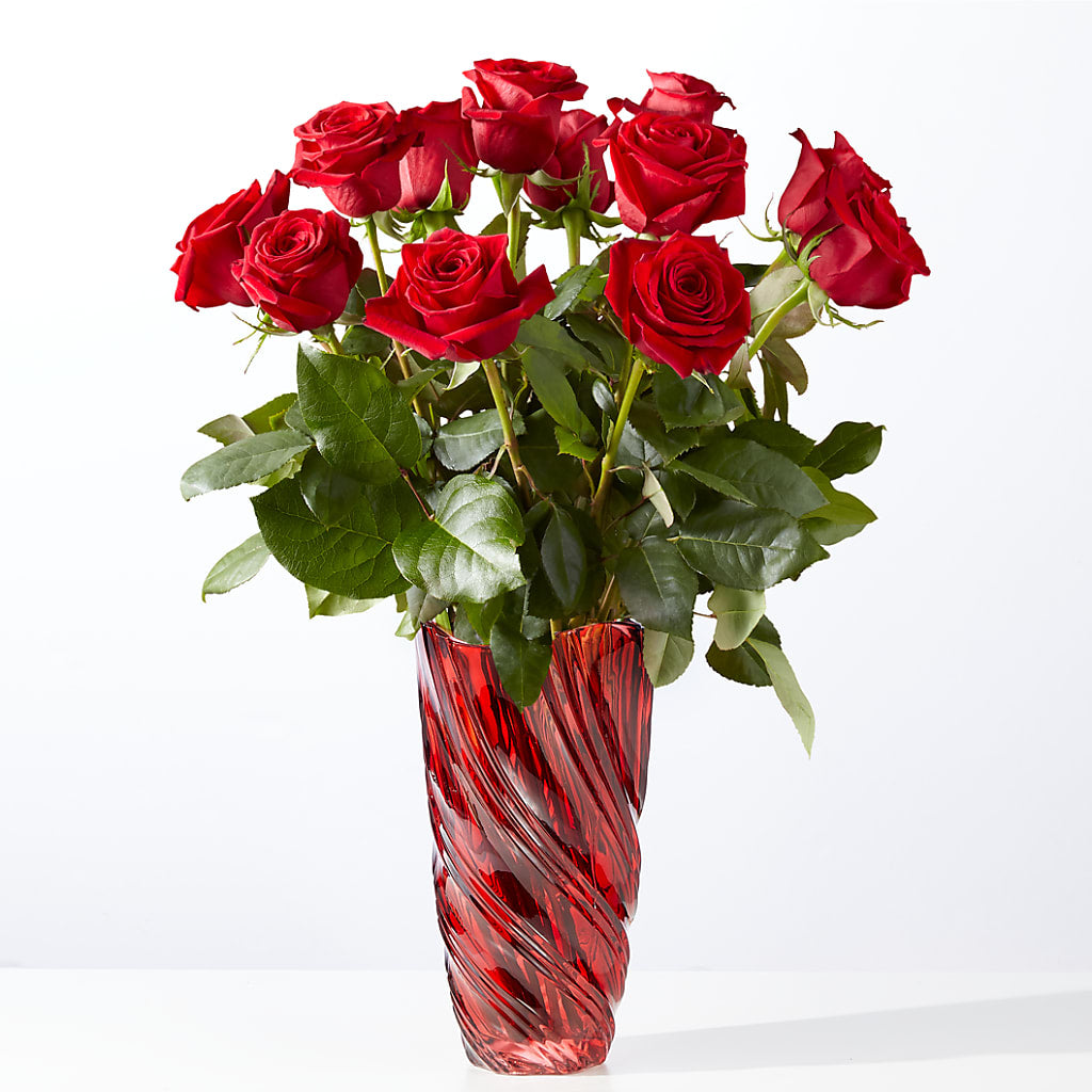 Classic Love Red Rose Bouquet with Luxe Swirl Vase – Newell Flower Shop Ltd., Kamloops BC