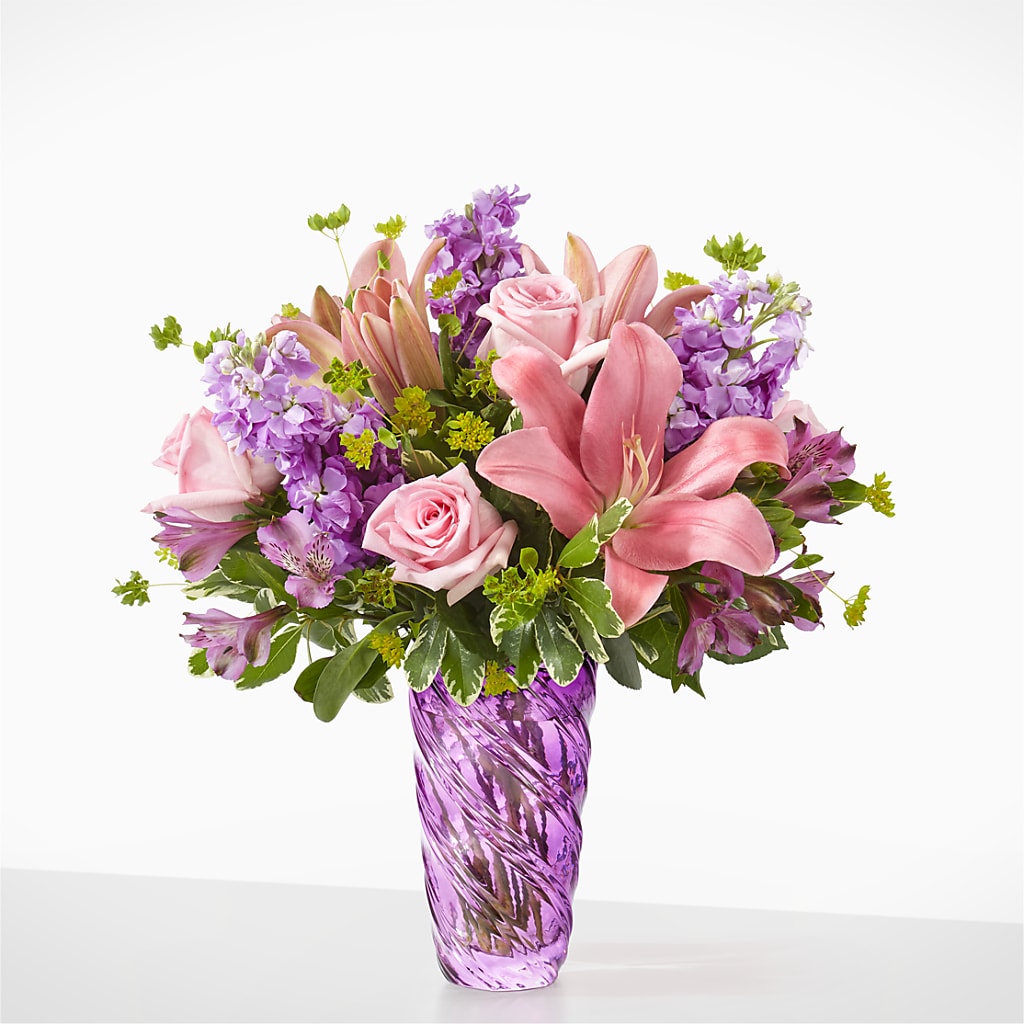 Precious Petals Bouquet with Luxe Swirl Vase – Newell Flower Shop Ltd., Kamloops BC
