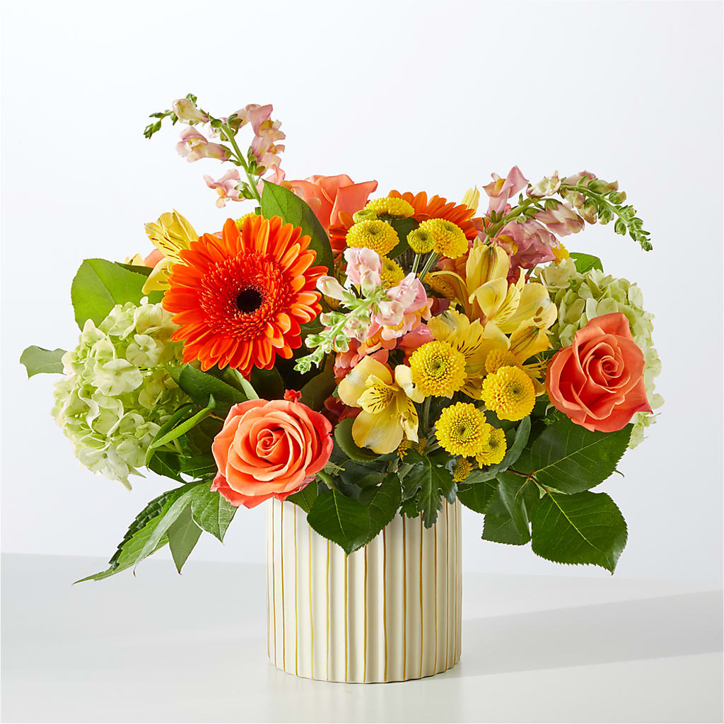 Autumn Sunshine Bouquet with Ivory Vase –  Newell Flower Shop Ltd., Kamloops BC