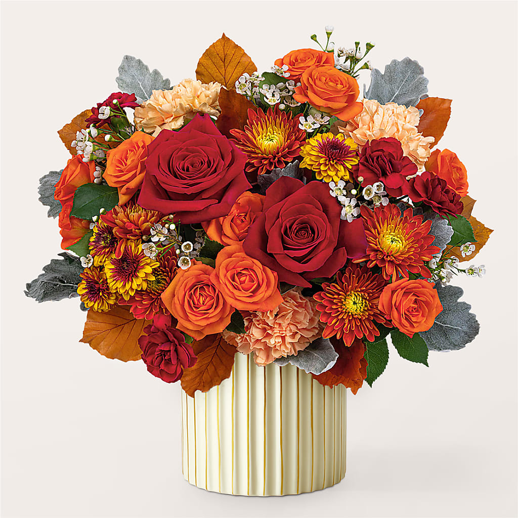 Merlot Bouquet with Ivory Vase –  Newell Flower Shop Ltd., Kamloops BC