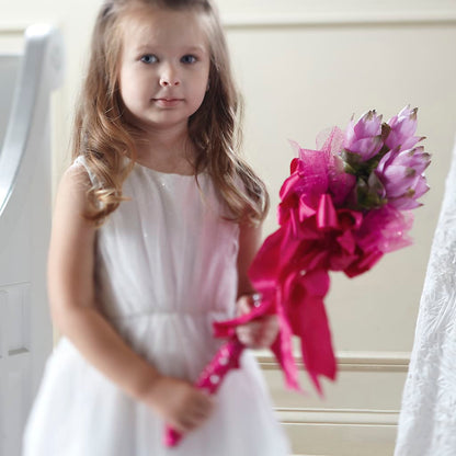 Sparkle Pink Flower Girl Bouquet –  Newell Flower Shop Ltd., Kamloops BC