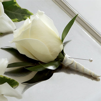 White Rose Boutonniere –  Newell Flower Shop Ltd., Kamloops BC