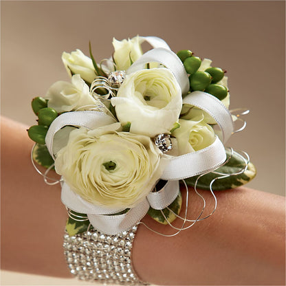 White Wedding Corsage –  Newell Flower Shop Ltd., Kamloops BC
